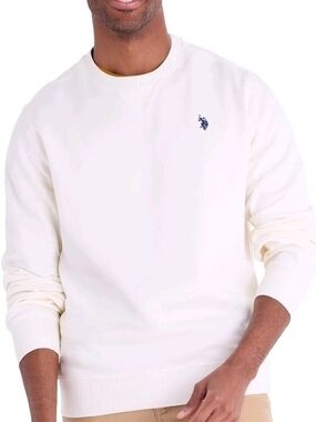 U.S. Polo Assn. Cream Crewneck Sweater with Navy Polo Logo